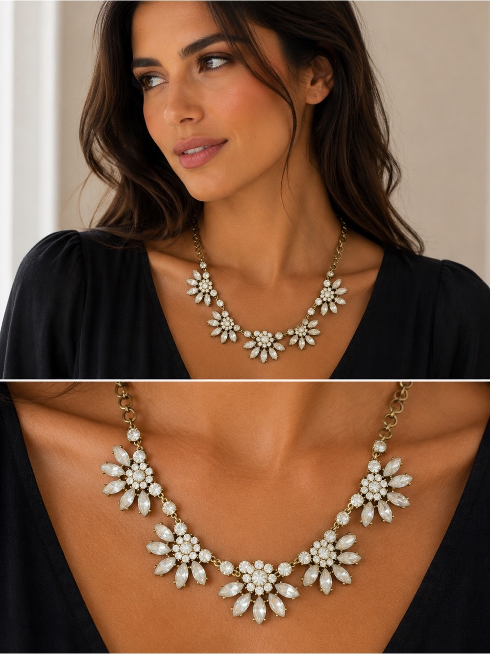 Cära Floral Crystal Floral Statement Necklace